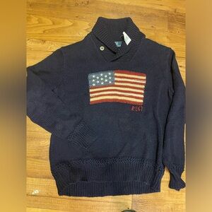 🛑S O L D🛑 Vintage Ralph Lauren USA Flag Cardigan Knitted Sweater. NWT. L